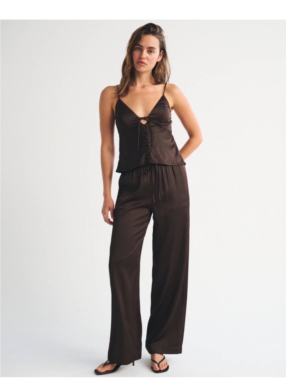 NWT Abercrombie Navy Pull-On Satin Pants with Drawstring - Picture 5 of 5